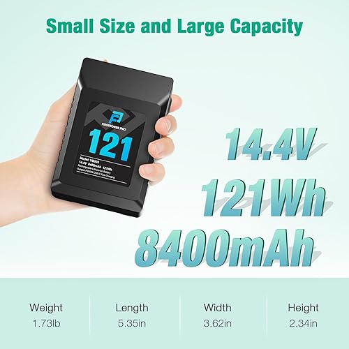 Miniatura 7 de FirstPower Batería de montaje en Vbloqueo en V, 121 Wh(8400 mAh, 14.4 V), soporte de batería de montaje en V PD 60 W, cargador rápido USB-C, con