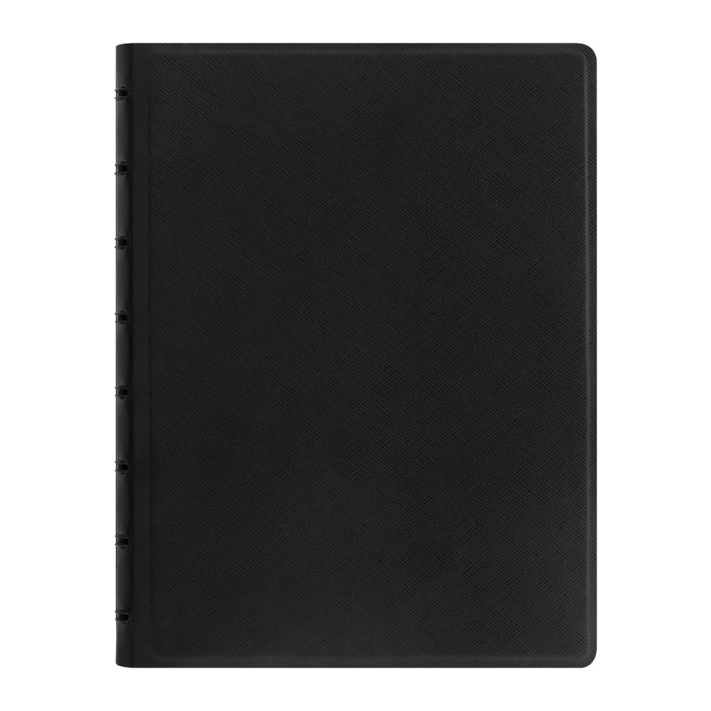 FILOFAX Refillable Saffiano Notebook, A5 (21 cm x 12.7 cm) Black - 112 Cream moveable pages - Index, pocket and page marker (B115032U)
