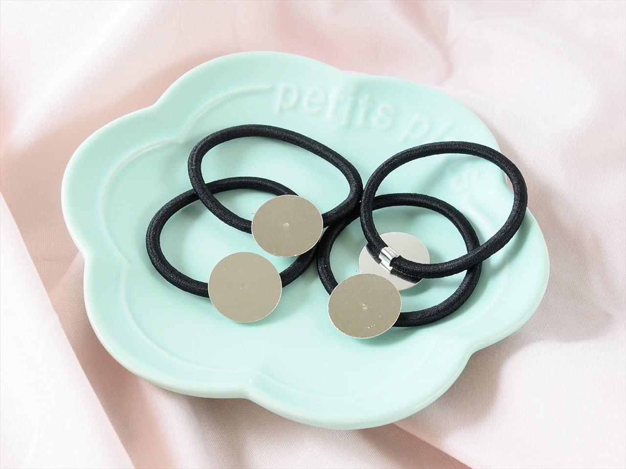 Amazon.co.jp: ヘアゴムパーツ 平皿付 約2cm 20個 黒 ハンドメイド 