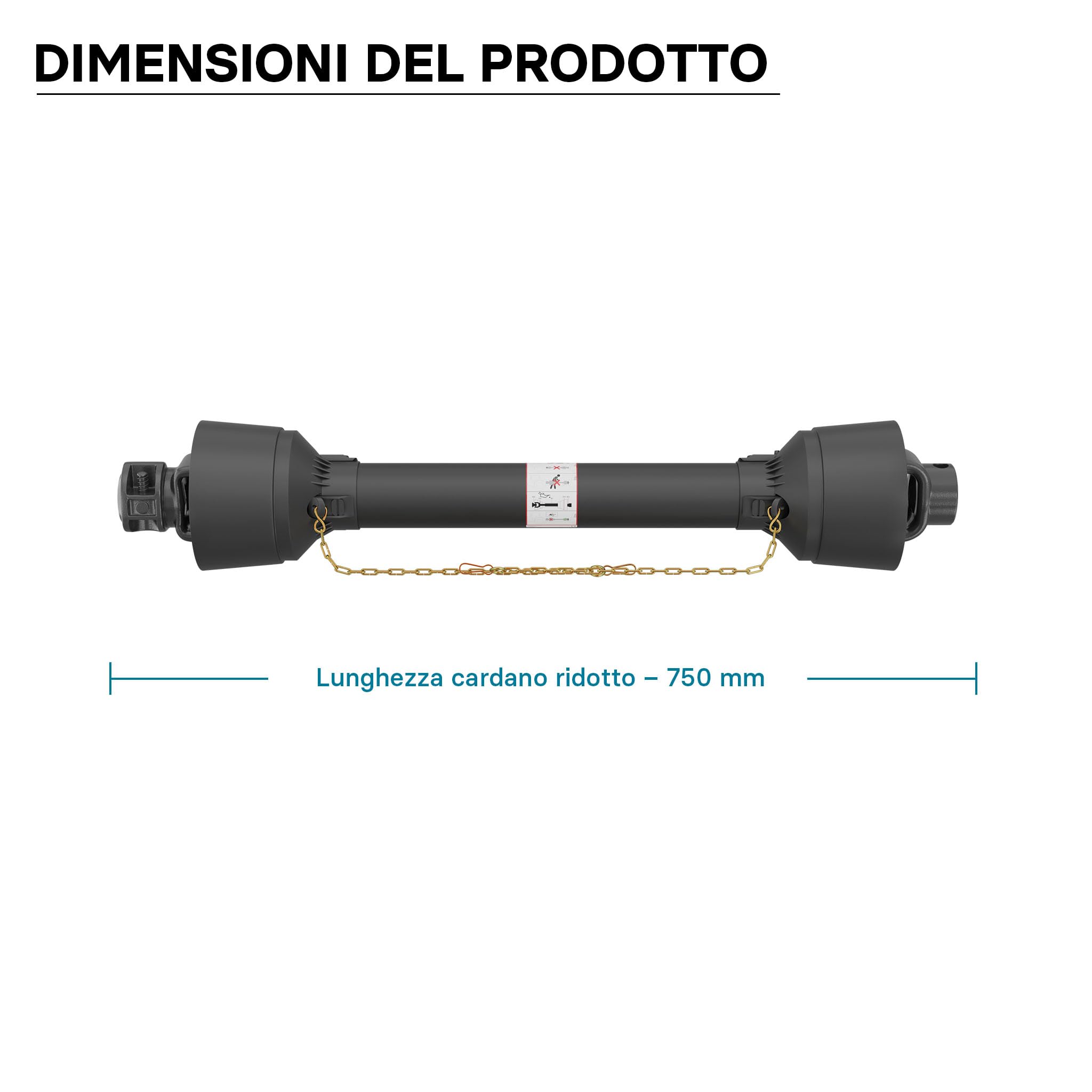 Wiltec Albero cardanico T2 Giunto cardanico 750mm 270Nm 540rpm Cardano 23kW (31CV) 2X 1 3/8" 6 Denti