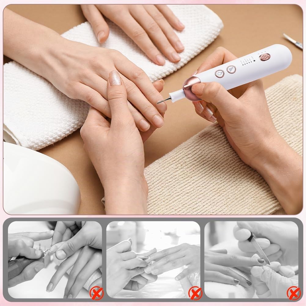 Set De Manucure/Pédicure, Kit De Soin Des Ongles Électrique, Ponceuse Pour Ongles Avec 8 Embouts, 5 Vitesses Et Deux Sens De Rotation, Ensemble Manucure/Pédicure Pour Le Soin Mains Et Pieds