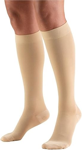 Truform - Medias de compresión de 15-20 mmHg para hombres y mujeres, hasta la rodilla, punta cerrada, talla 3XL, beige