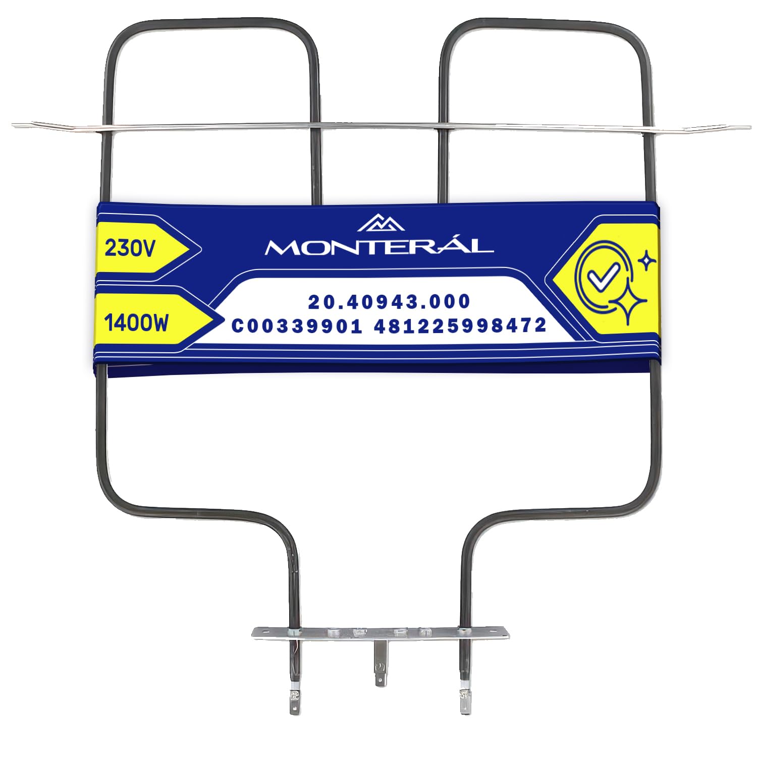 Heizelement für Backöfen 1400W 230V mit dem Originalcode C00339901 für Indesit 481225998472 488000525918 für Whirlpool 20.40943.000 für EGO - Garantie 10 Jahre - MONTERAL