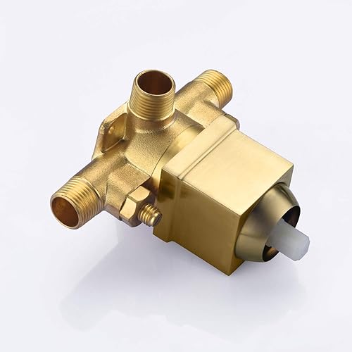 Miniatura 4 de sumerain Grifo de ducha de equilibrio de presión con acabado dorado cepillado, cabezal de ducha cuadrado de 8 pulgadas, incluye cuerpo de válvula