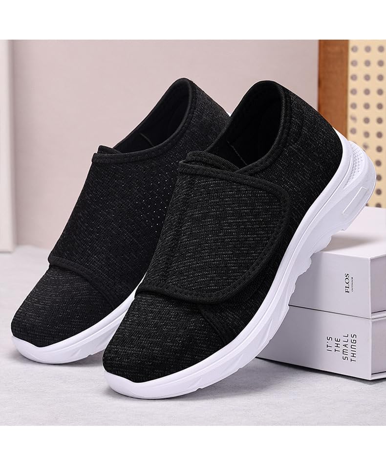 Women's Comfortable Walking Shoes Adjustable Hook and Loop Breathable Cotton Slip-On Sneakers Lightweight Cushioned for Older Ladies Casual Outfit4
