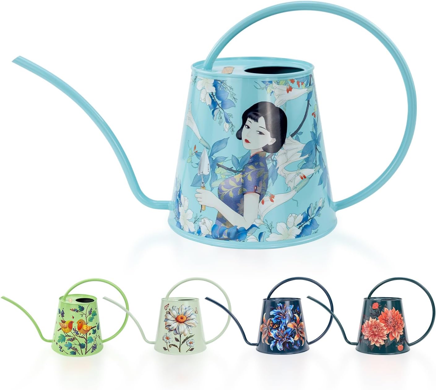 Berry&Bird House Plants Watering Can - Indoor & Outdoor 1/2 Gallon Stainless Steel Water Can with Long Spout Garden Decoration for Flower Bonsai Succulent Gardening Large Water Bottle (2L, Magnolia) 2L/68OZ Yulan Magnolia