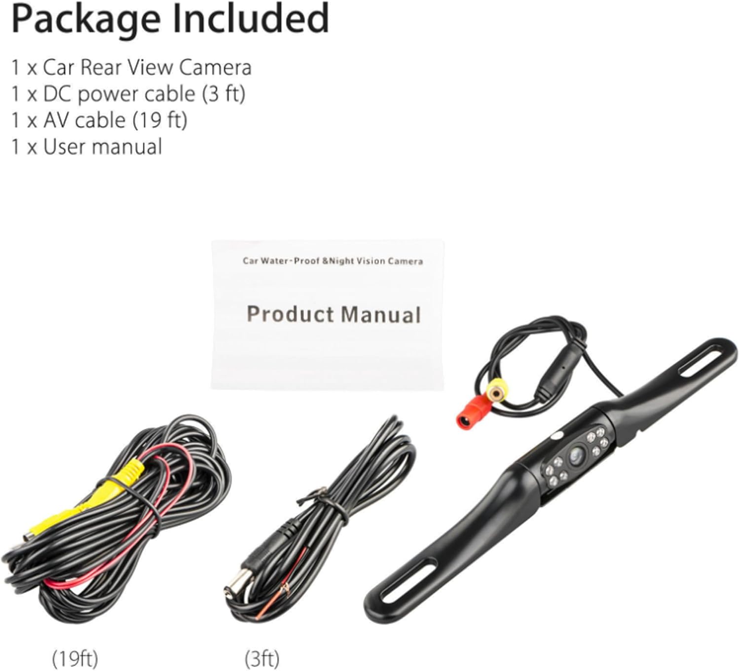 High Definition car Mounted Reverse Camera, IP68K Waterproof Reverse Camera, 12V zinc Alloy Metal Iron License Plate Holder, with 8 LED Lights, Rear View CCD, car Mounted Rear Camera, high-Definition