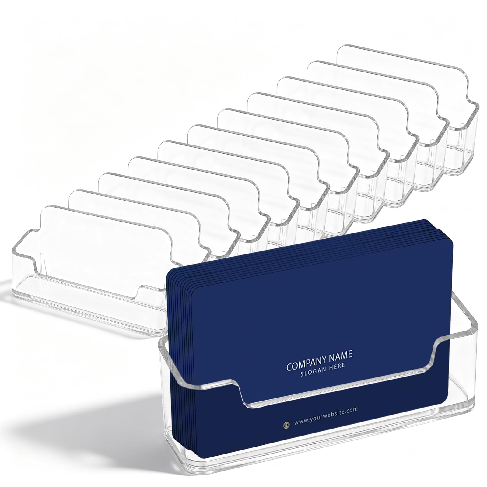RFYTDCF 12 Pcs Business Card Holders, Transparent Business Card Stand Desk Display Organizer for Counters Holds Standard Business Cards Professional Desk Organisation