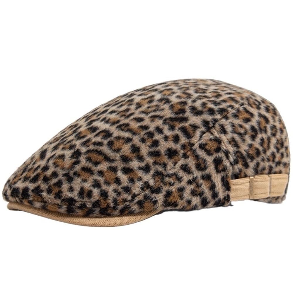 Lyp-Deineomgs Women's Brown Leopard Print Beret For Trendy Animal Print Headband Stylish Hair Accessories Fashionable Headbands Unique Leopard Gifts Soft Stretchy Design Party Hair Beret(Brown)