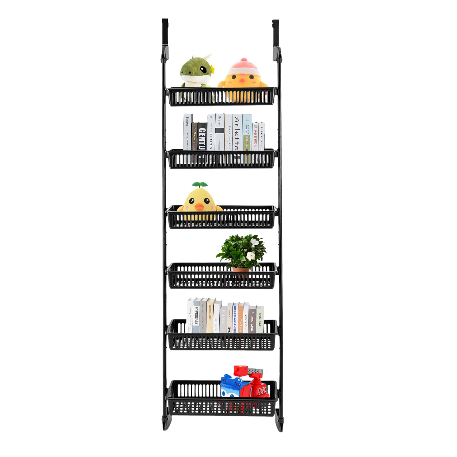EurHomePlus Estantería para especias de cocina, 6 niveles, armario de almacenamiento, estante para especias para colgar en la pared, para pared de cocina o puertas de armario (negro)