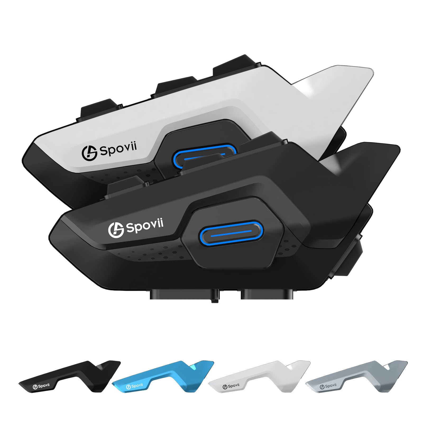 Auriculares Casco Moto,Intercomunicador Casco Moto H9 Sistema de Comunicación Inalámbrica Bluetooth 5.1 con Compartición de Música y Asistente de Voz (2 Piezas)