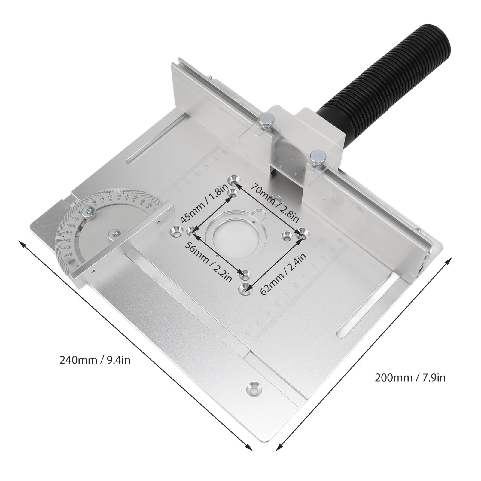 Placa de Inserción de Mesa de Enrutador de Aluminio, Placa Abatible de Enrutador de Bancos de Carpintería, Mesa de Banco de Carpintería Ajustable para Fresar y Recortar