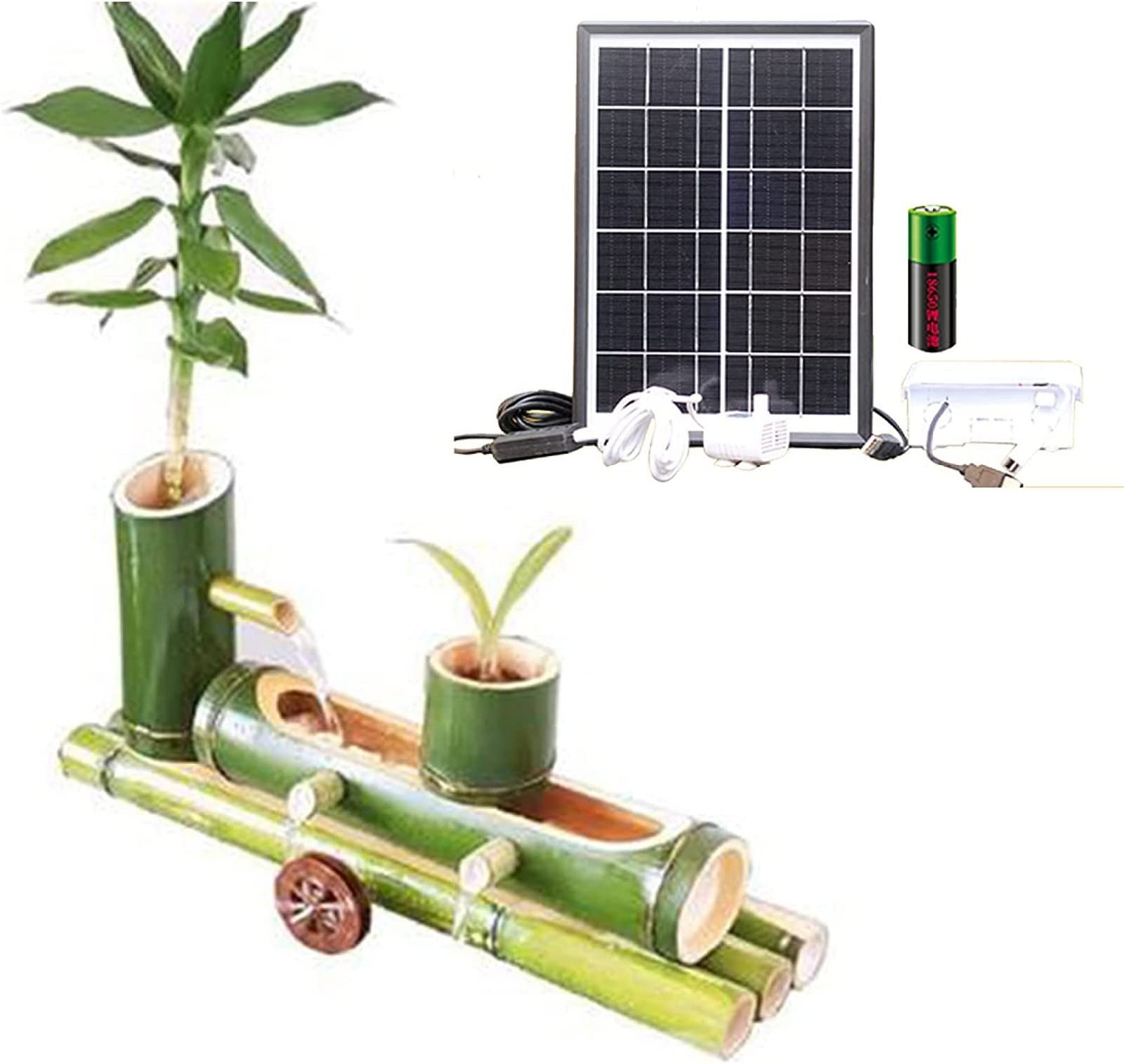 OTQEFTN Garden Fountain Solar Fountain,Bamboo Fountain Lucky Gate Landscaping Rockery Bamboo Indoor and Outdoor Decor Desktop Fountain Home Decor