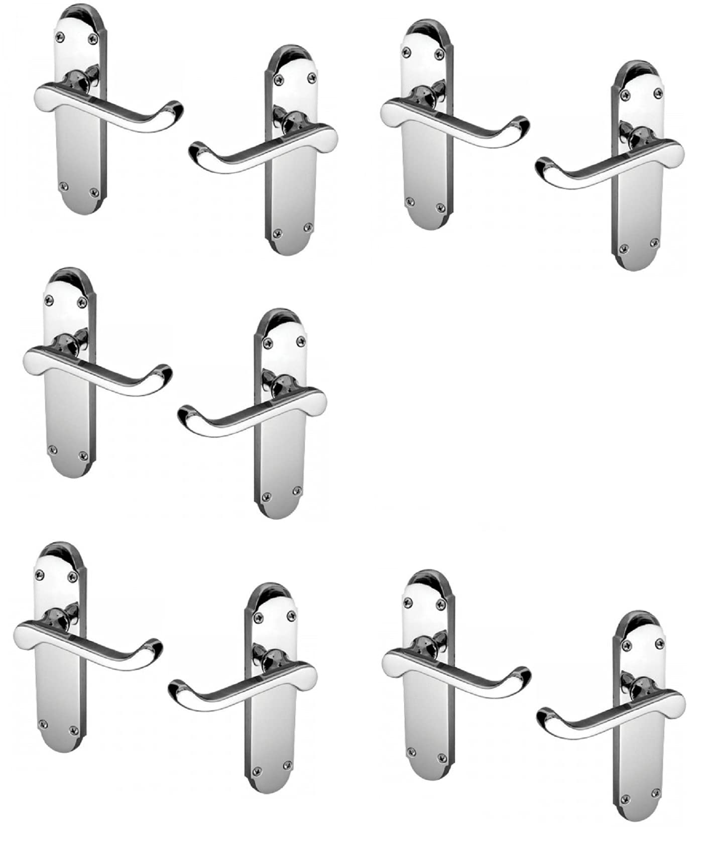Haven Heritage Chrome Door Handle Polished Epsom Style Victorian Scroll X 5 Pairs - ®