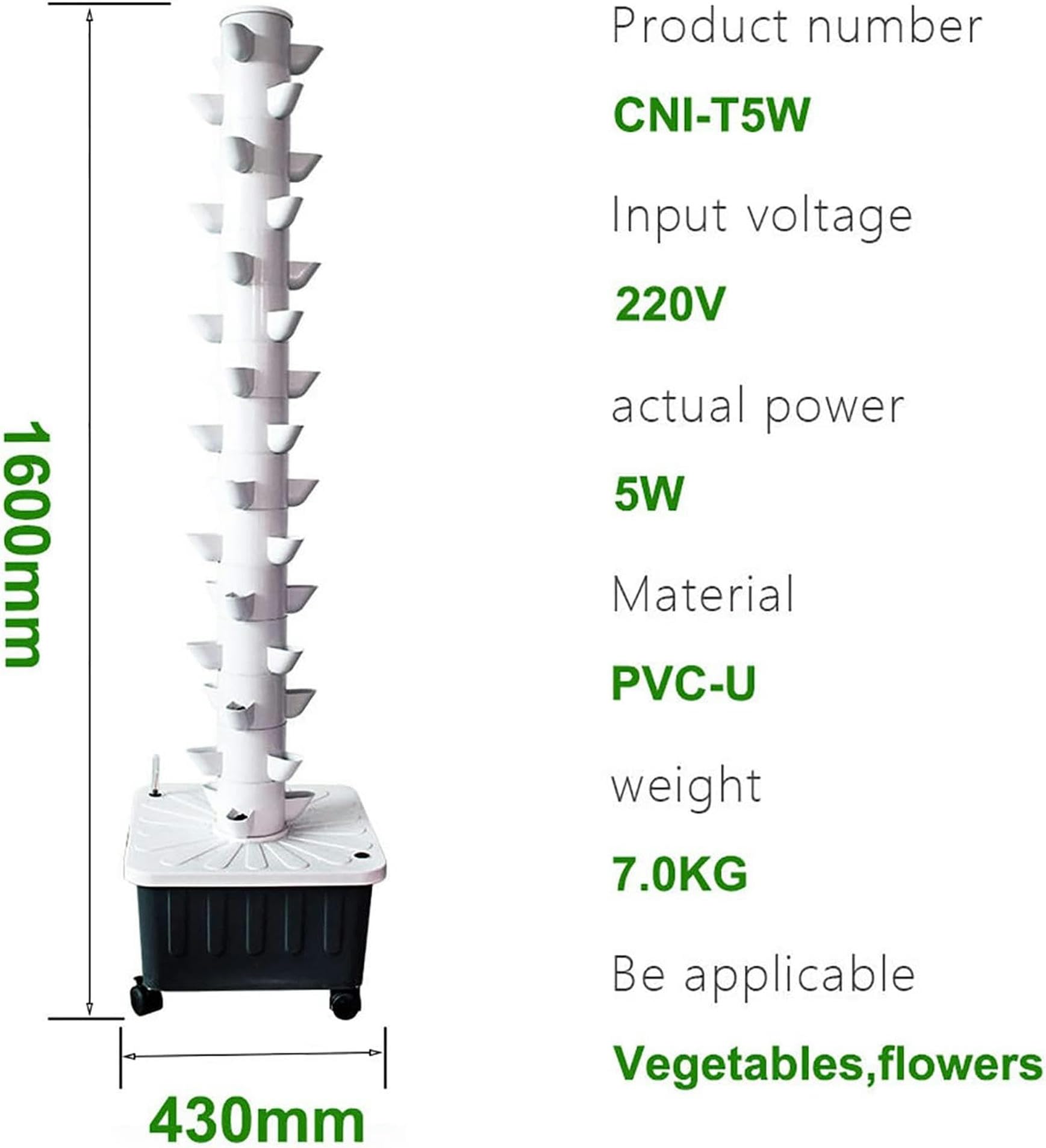 System de Cultivo hidropónico para jardinería en Interiores, Torre aeropónica Vertical jardín para Cultivar Hierbas, Frutas y Verduras - System de jardinería Aero y Kit hidropónico con 45