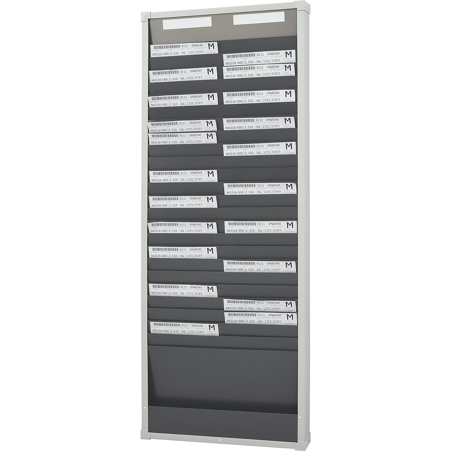 Panel modular clasificador para documentos, 25 compartimentos, altura 1350 mm, con 2 hileras.