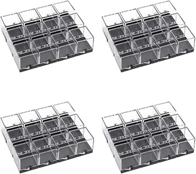 Cabilock 48 Pcs Mineral Specimen Rock Display Case Storage Boxes with Lids 5.51X1.37X1.37In Clear Display Cases for Rock Crystal Collection Organizing and Science Education