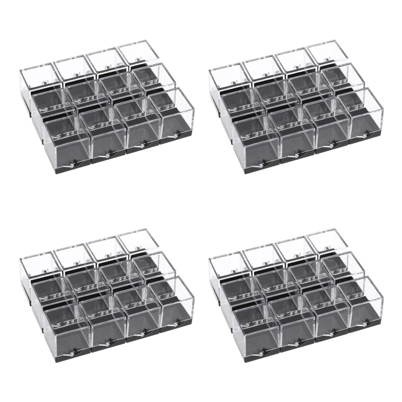 DOITOOL Mineral Specimen Storage Cases 48 Pcs Clear Square Display Boxes 5.51X1.37X1.37 Inch Transparent Rock Sample Storage and Jewelry Making Display