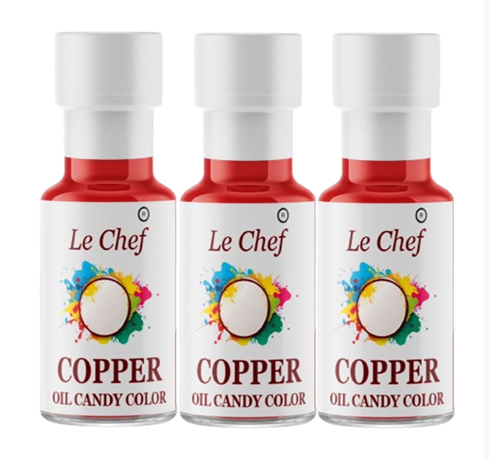 Le Chef 40 ml x 3 Edible Metallic Copper Oil Candy Color|Best For Baking & Cake Decoration|| Combo Pack Of 3