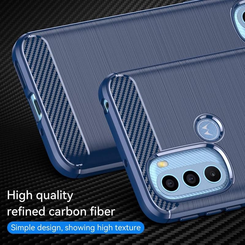 Image of NPRC Hybrid Ultra Slim Protective Case TPU Non-Slip Carbon Fiber Texture Shockproof Case Cover for Moto G31 - Blue