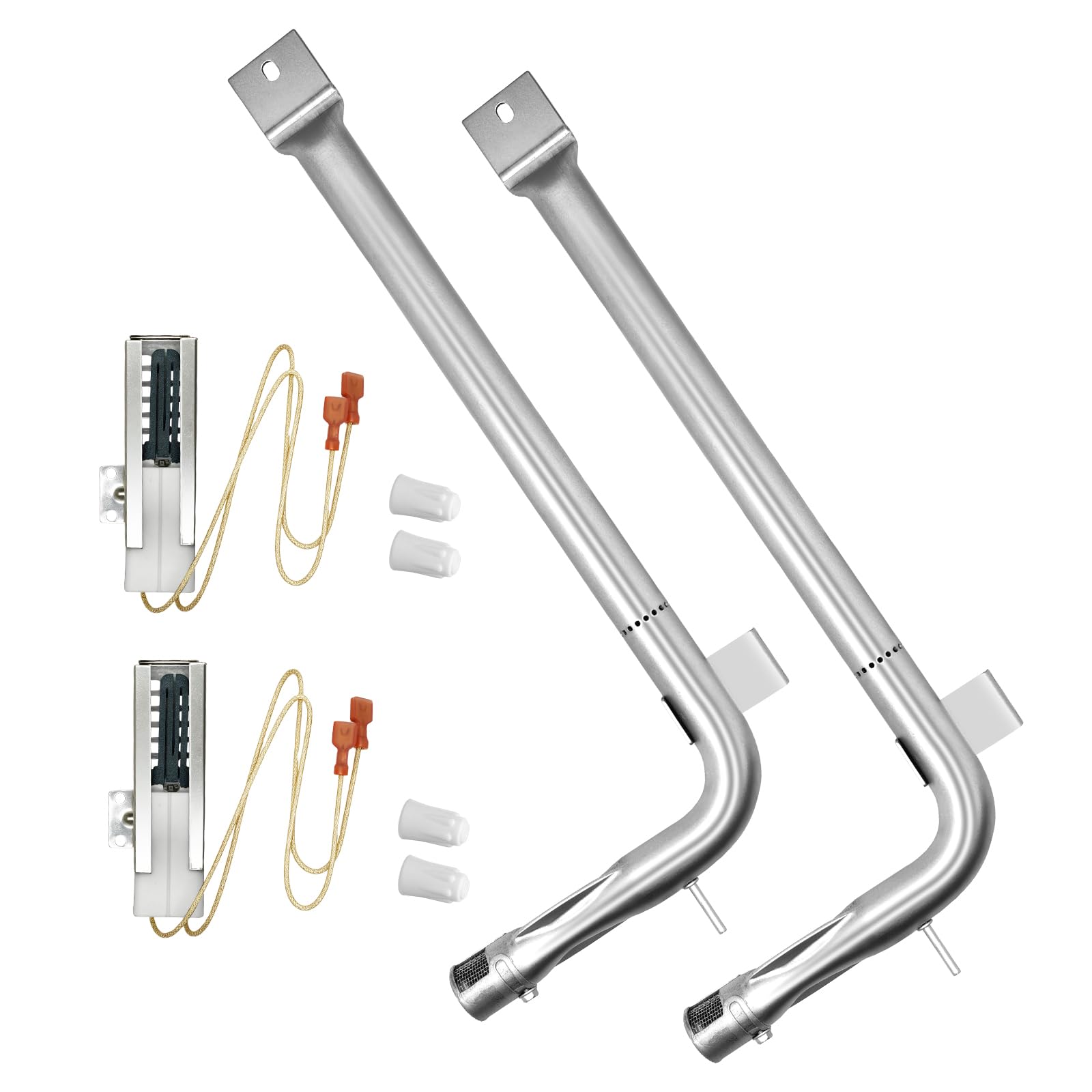 Upgraded Stainless Steel 2 PACK PB050012 PB050009 Oven Burner Tube with 2 PACK Gas Igniter Replacement for Viking Range Oven Bake Burner Parts