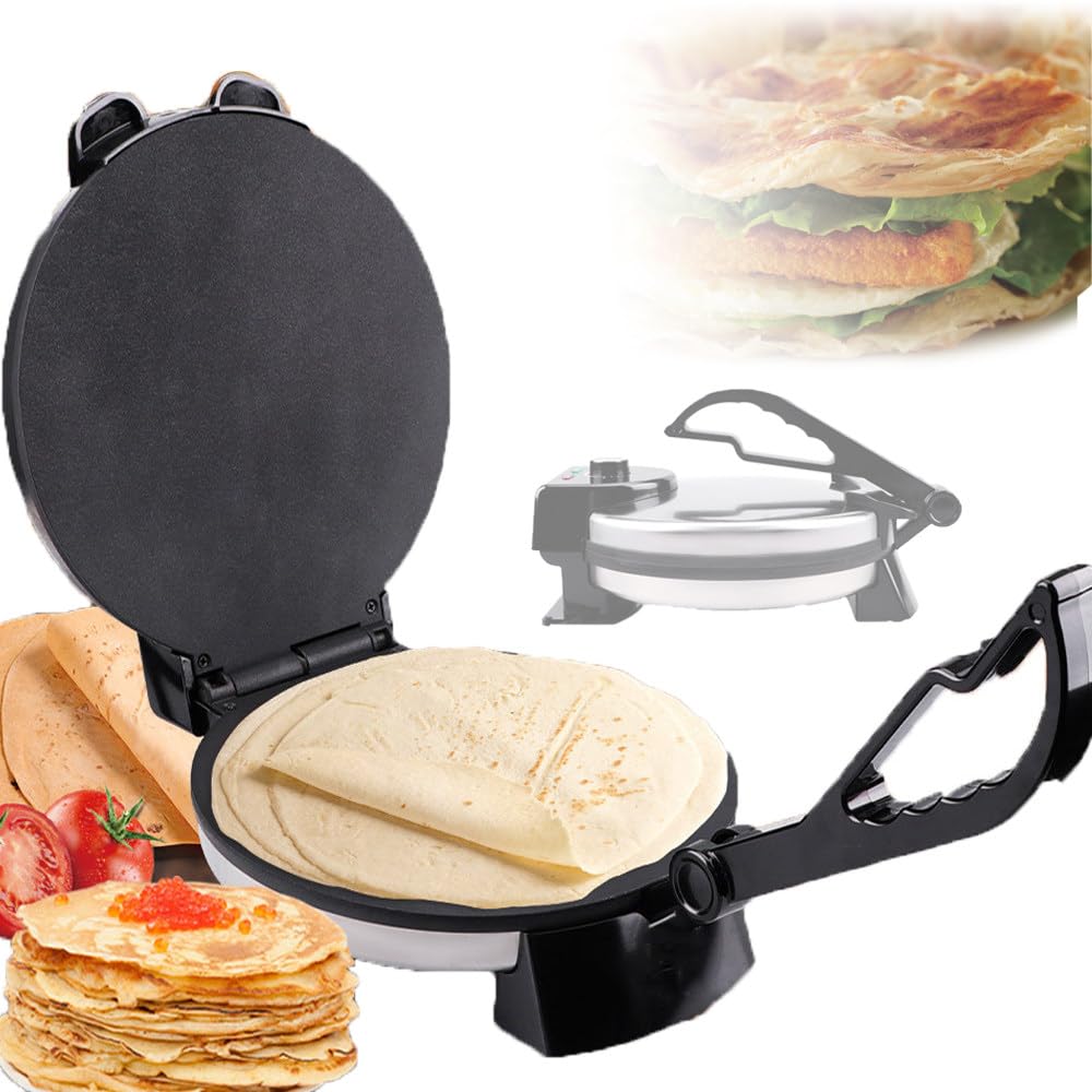 Macchina per Fare La Pita da 1800 W - Riscaldamento Fronte-Retro, Macchina per Pancake Antiaderente - Indicatore LED, Prepara Facilmente Chapati E Tortilla Perfetti