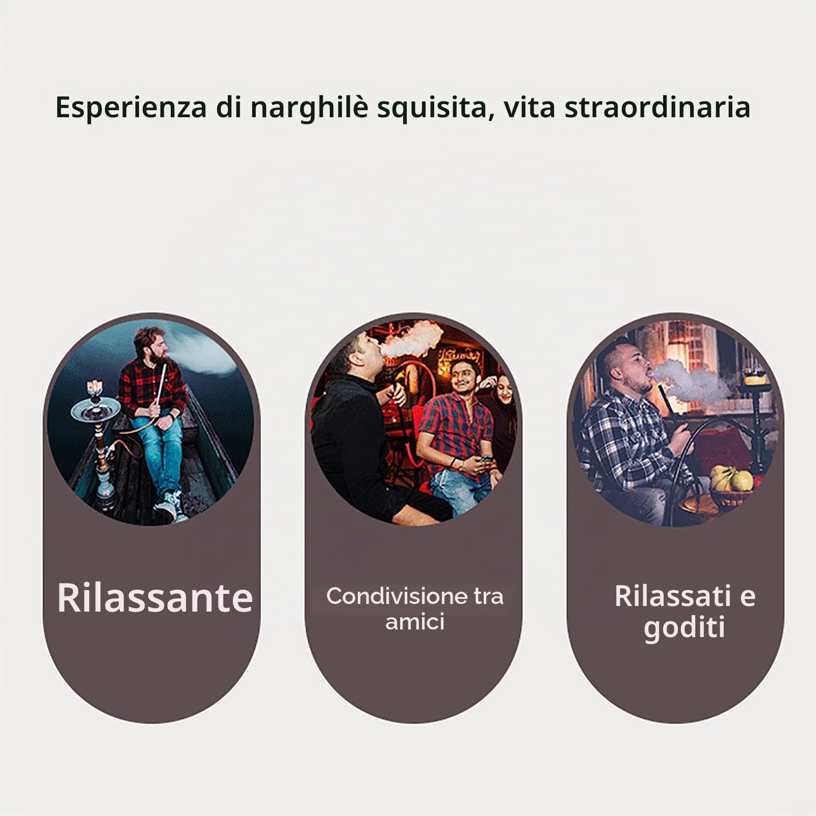 SHISHA Set 4 Tubo 21-Pollici di Narghilè Con Base di Vetro, Ciotola di Ceramica, Tubo di Silicone - Adatto per Feste A