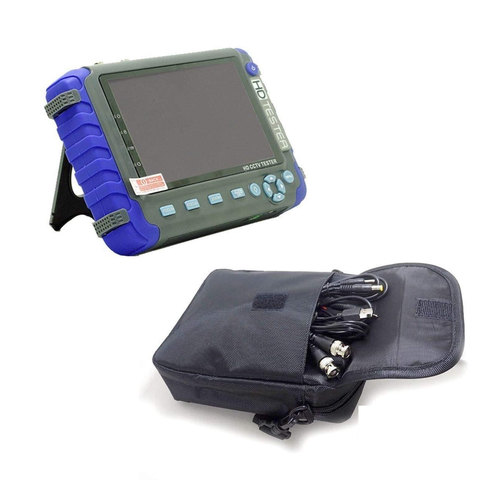 Tester CCTV 4 in 1 da 5 pollici, tester for videosorveglianza AHD TVI CVI Supporta 8MP, tester CCTV portatile for telecamera con uscita DC12V
