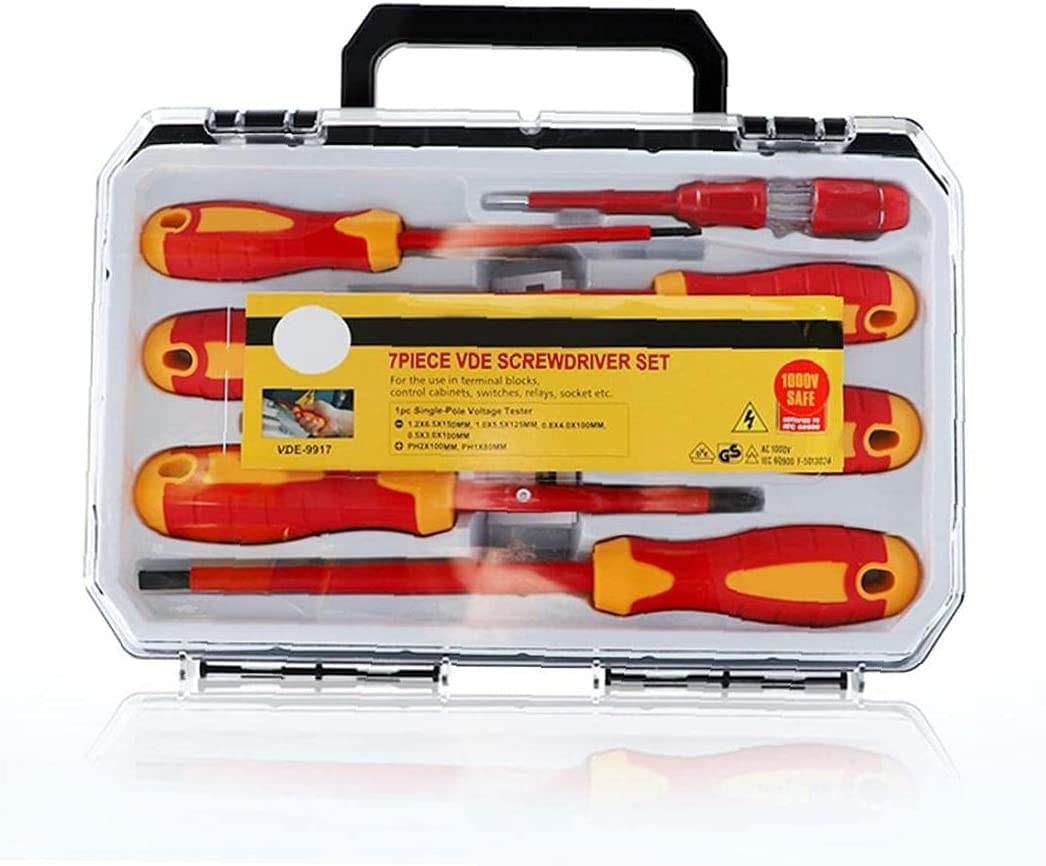 Set di cacciaviti isolati elettrici a Taglio 1000 V con Tester di Circuito, Custodia per Elettricista, Set di Utensili da 7 Pezzi