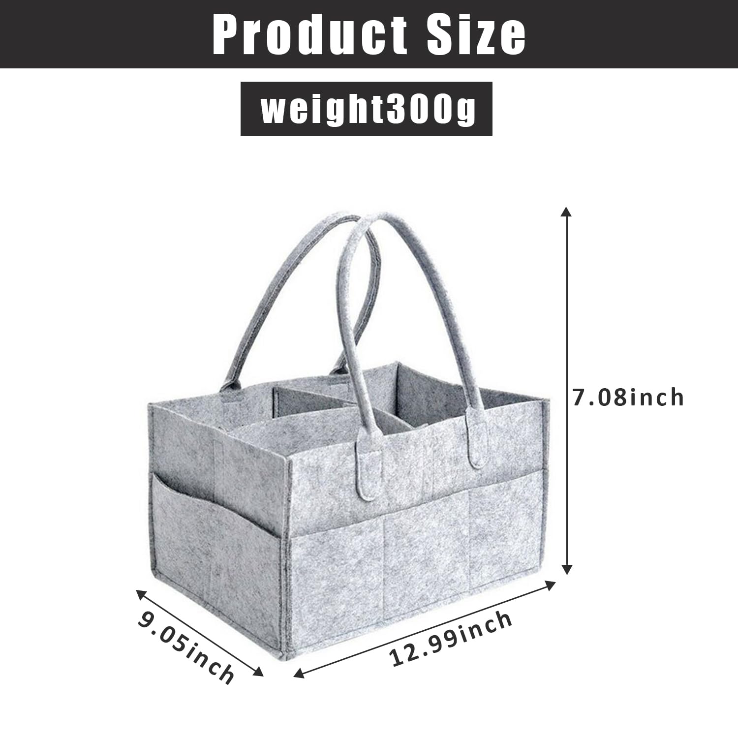 Organizer Per Pannolini Pieghevole In Feltro Grigio - Portatile Con Tasche Per Neonati, 33x23x18cm