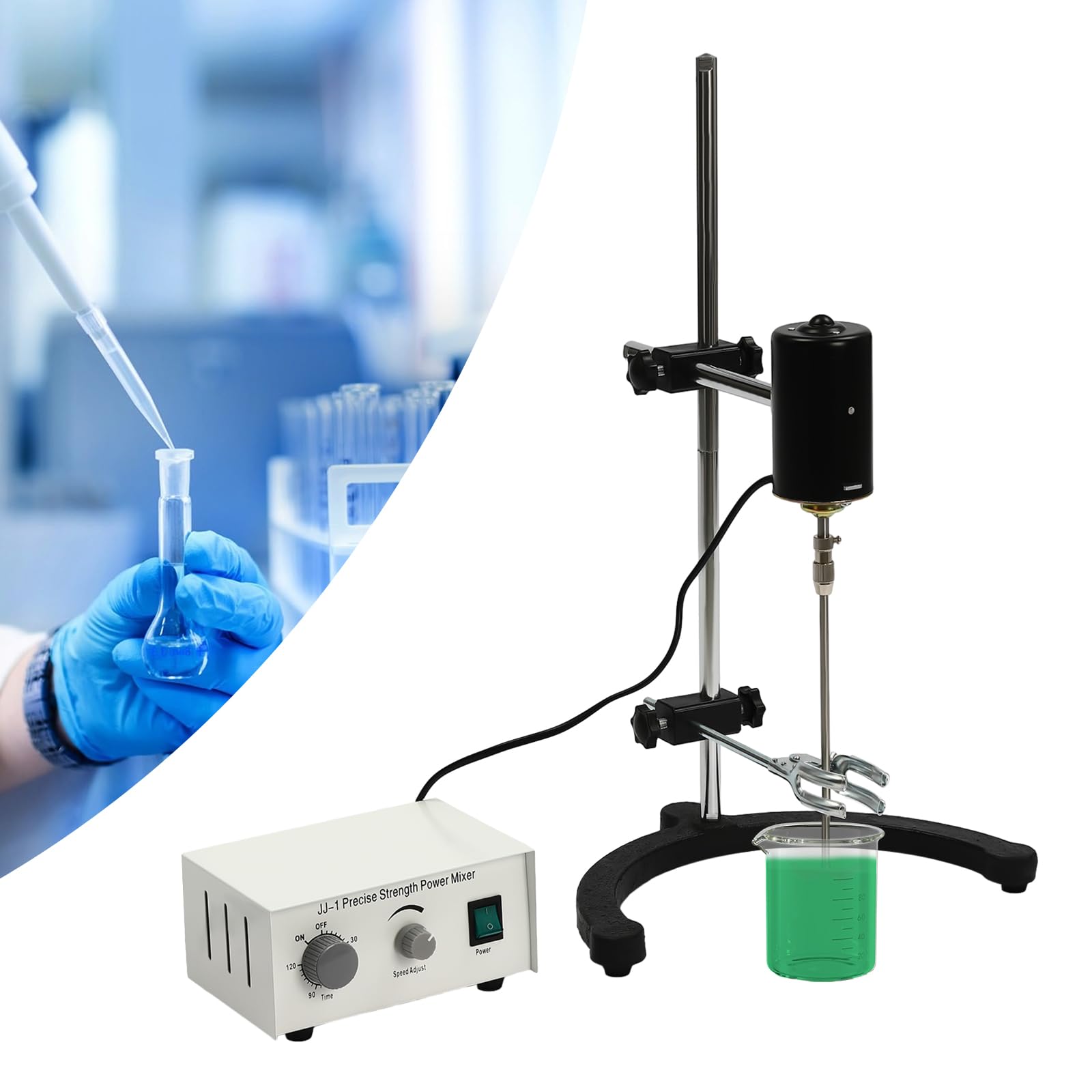 Labor-Mischgerät Mit Timer, 304 Edelstahl, 100W | Robuster Kunststoffsockel Für Stabilität, Ideal Für Chemielabore, Rutschfeste Füße, Für Europäische Steckdosen Geeignet