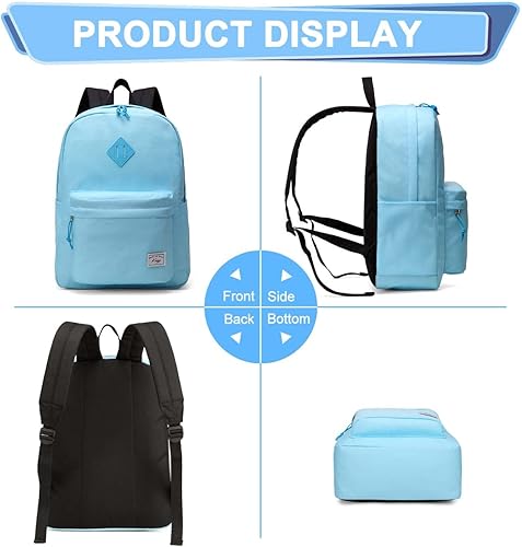 Miniatura 9 de Kasqo Mochila para mujeres y hombres, mochila clásica ligera y resistente al agua para adolescentes, niñas, niños, mochila informal de viaje escolar