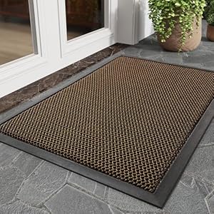 tchdio Front Door Mat Outside Entrance, Dirt Trapper Doormat-Entrance Welcome Matt Durable, Heavy Duty Entry Mat Non Slip Rubber Mats for Outside Stain Resist Door Mats for Entryway, 24"x36"