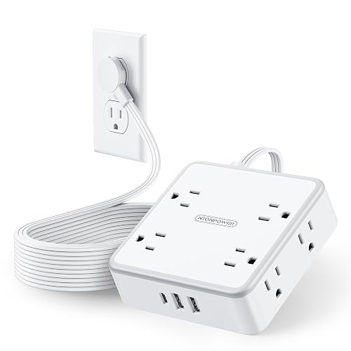 NTONPOWER 15 ft Flat Extension Cord 8 Outlets