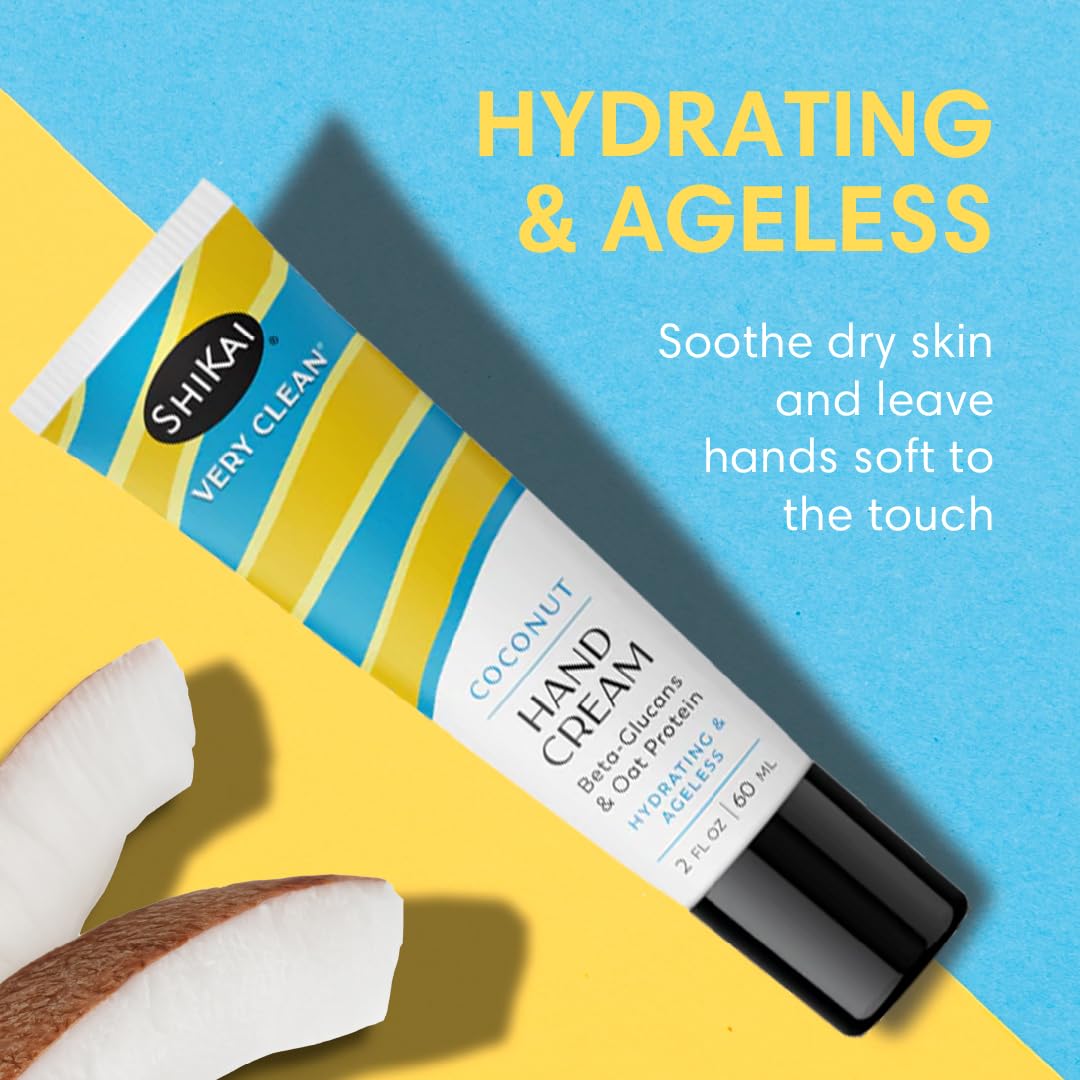 ShiKai Very Clean Hydrating Hand Cream (Coconut, 2 oz) | Moisturizer Lotion for Dry Skin | For Nourished, Hydrated Hands