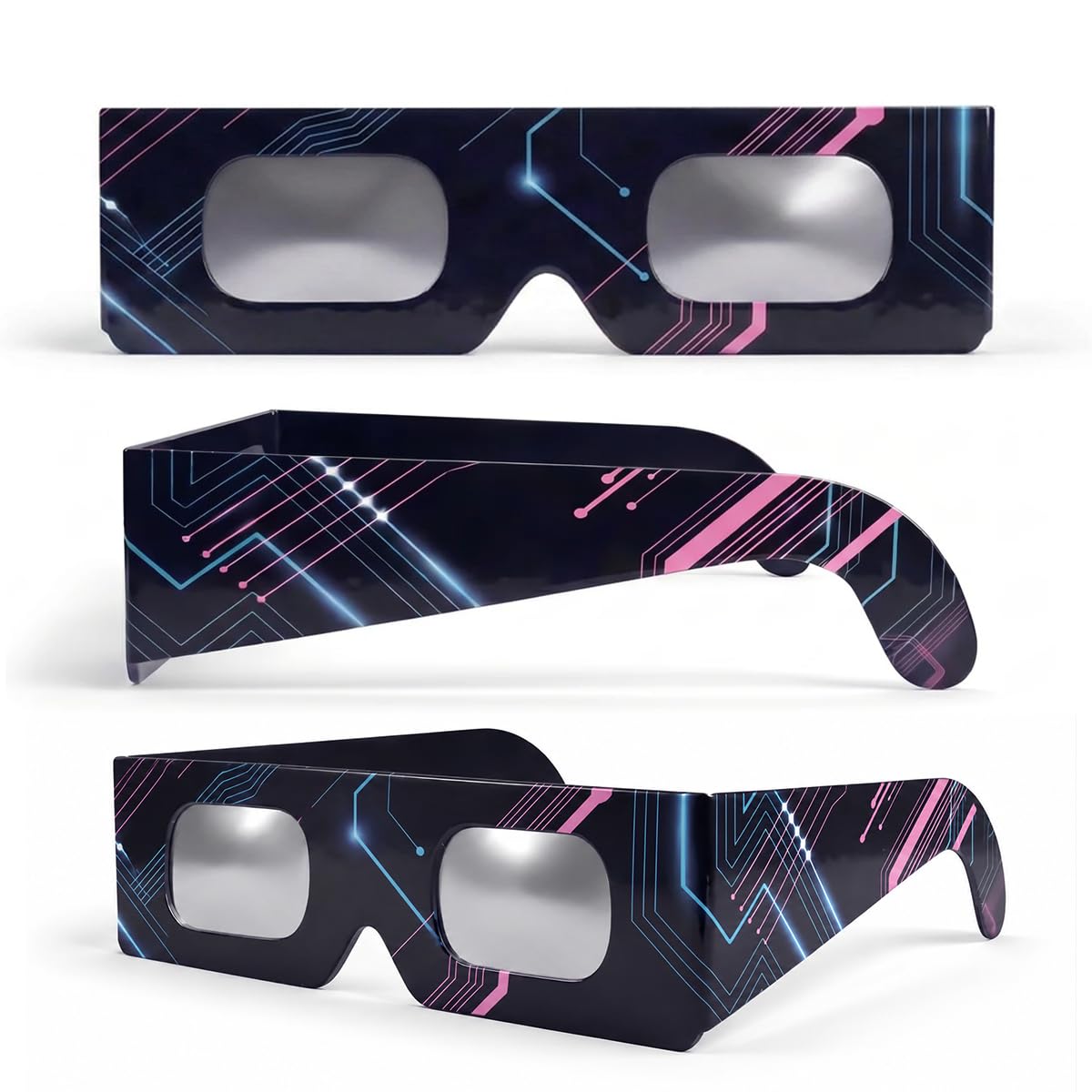 Solar Eclipse Glasses 2/6/12 Pack, 45mm Frame Height, Fits Over Optical Glasses, EN ISO 12312-2:2015 Tested, CE Marked for Safe Direct Sun Viewing – Circuit Board