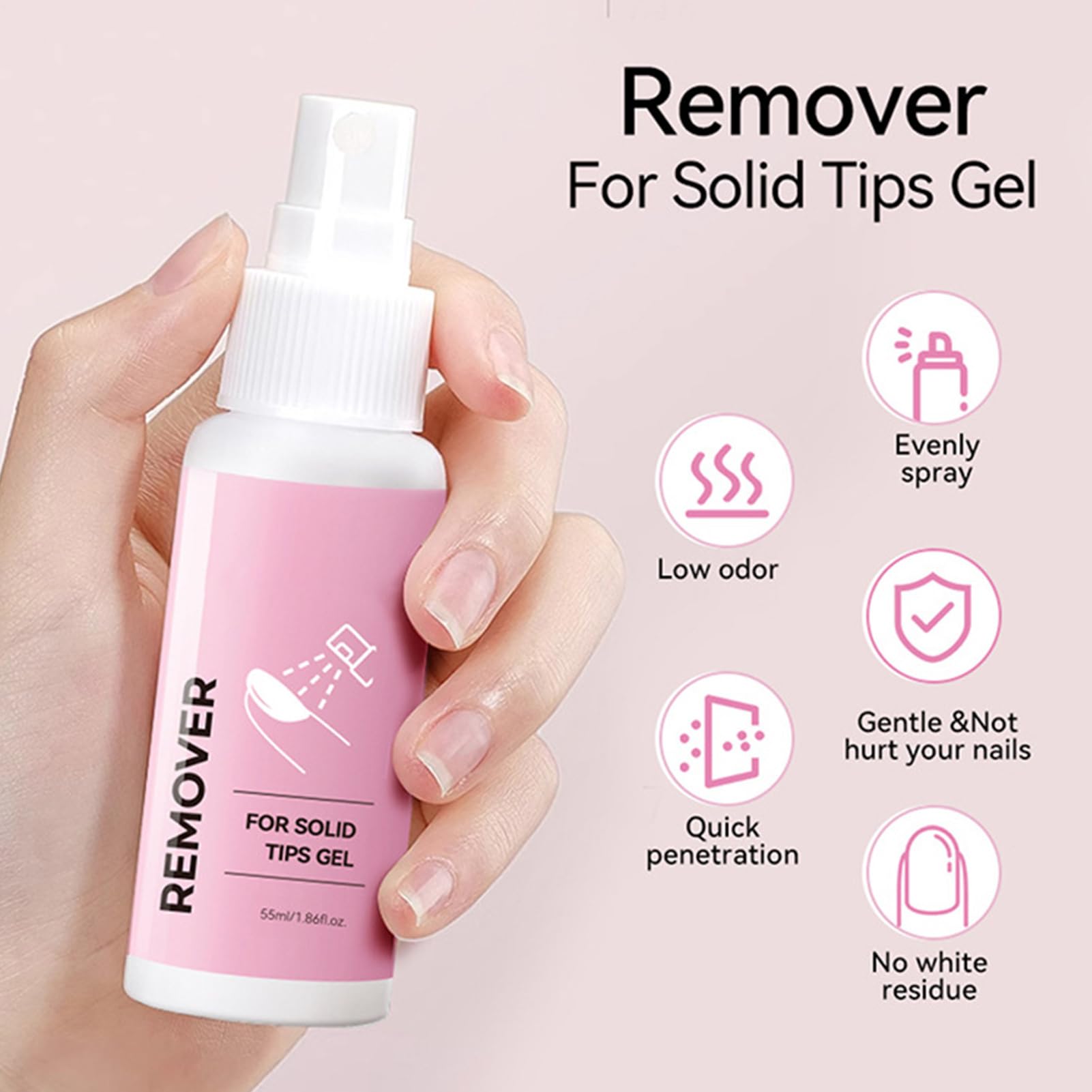 Remover della colla per unghie - 55 ml di rimozione delle unghie falsi | Struttura sigillata Pressa su Naiil Rem0ver con ingrediente delicato | Spray falso Naiil Rem0ver per professionisti del salone