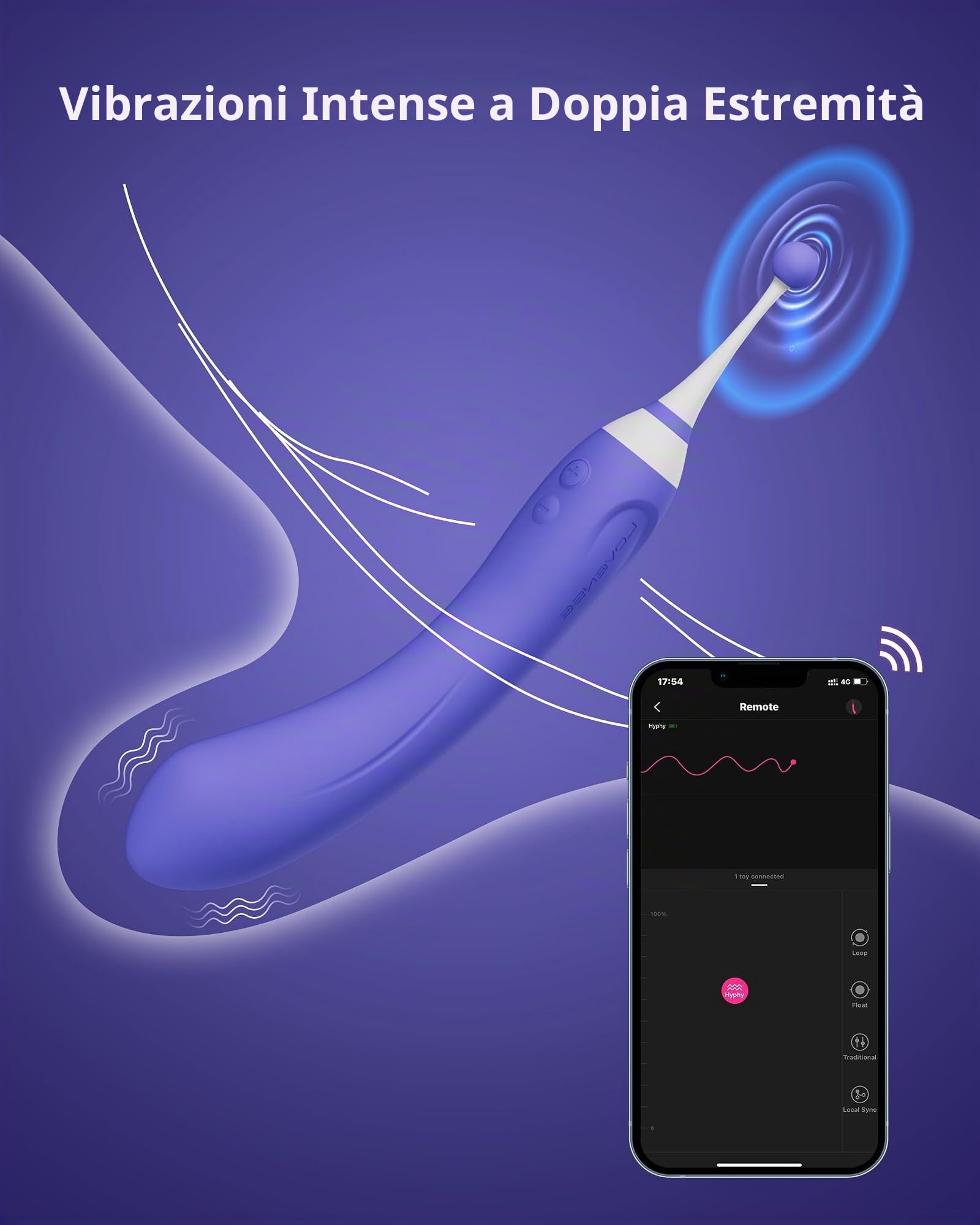 LOVENSE Hyphy Alta Frequenza Vibratore Donna, Potente e Silenzioso | Controllo Remoto Bluetooth a Lunga Distanza con Sincronizzazione Musicale, Partner & App Control