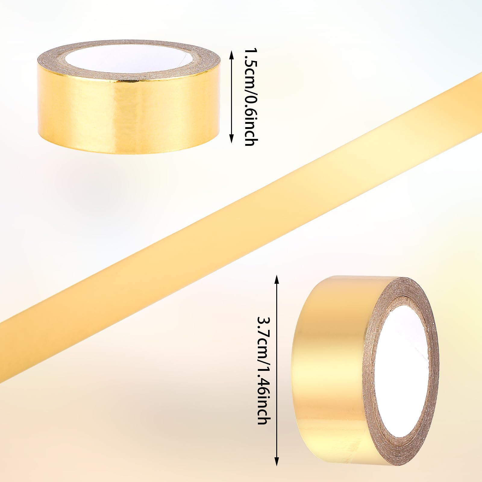 3 PCS Gold Washi Tape - Metallic Foil Masking Tapes Stickers Self Adhesive Art Paper Tape Decorative Graphic Tape for DIY Craft Scrapbooking Gift Wrapping, 16ft. x 0.6in.