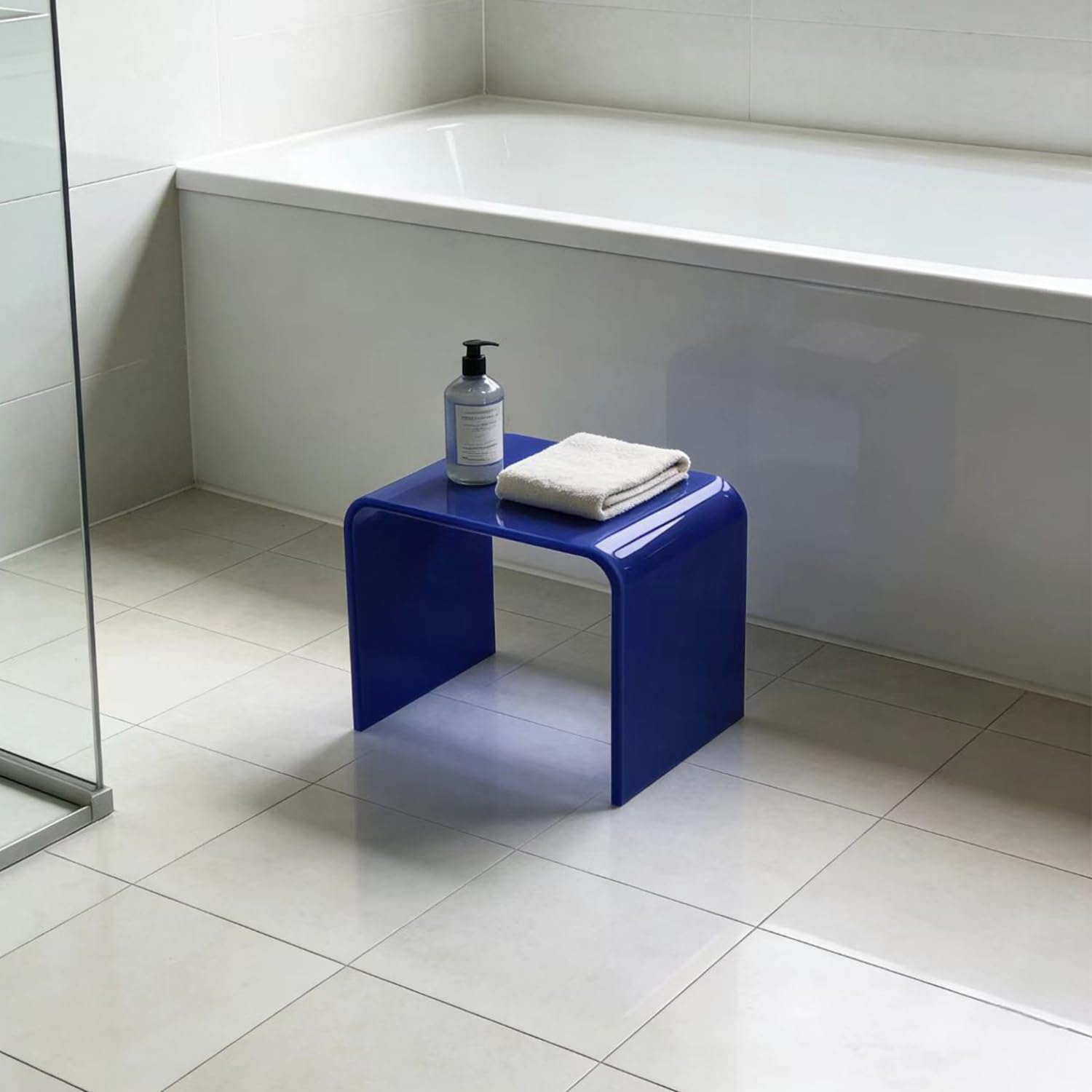 Acryl-Tritthocker, 33 cm breit, kleiner Kinder-Tritthocker, Pflanzenständer, vielseitig einsetzbar als Dusch-/wasserabweisender Hocker, transparenter Fußhocker für Badezimmer, Sitz- und