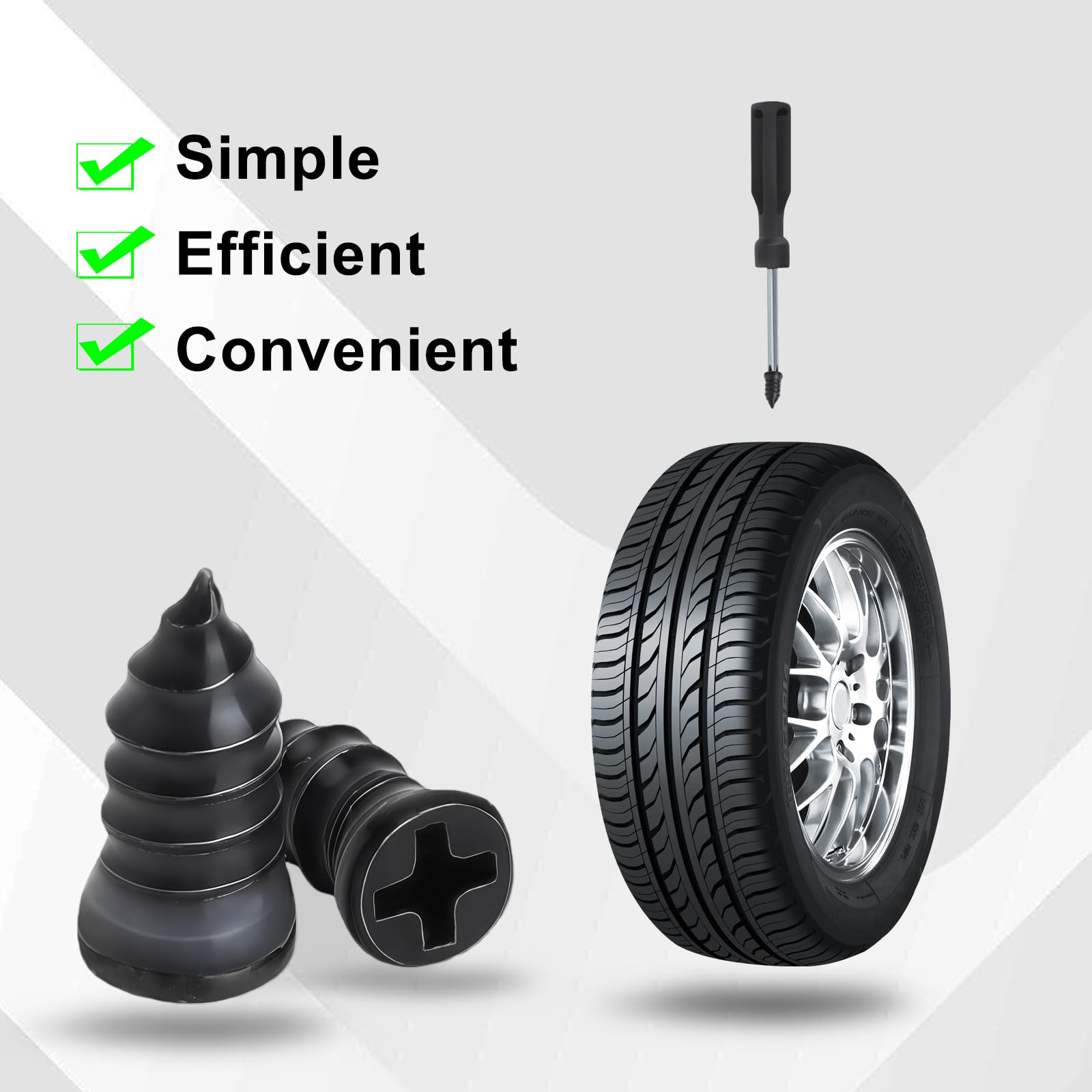 Kit de reparación de neumáticos para coche, 100 unidades, en 2 tamaños (35 + 35 L) con destornillador, sin cámara para coche, moto, SUV, camión, caravana, kit de emergencia contra pinchazos — view 6