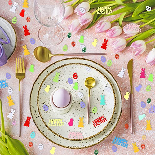 Image of FOIMAS 1800pcs Easter Confetti,Egg Bunny Chick Table Confettis Glitter Foil Scatter for Easter Card Table Party Decoration