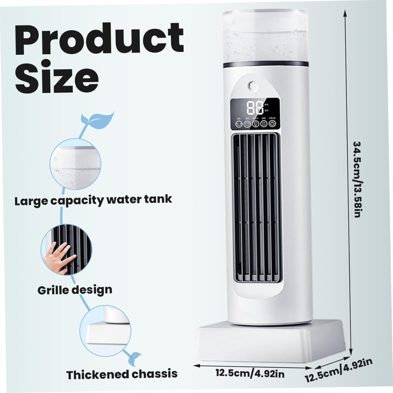 Air Cooling Fan, 2-in-1 6 Wind Speeds Tower Fan with Humidification, 120° Oscillating, 6H Timer, Silent, LED Display Portable Air Conditioner with Remote for Bedroom Living Room Office, White