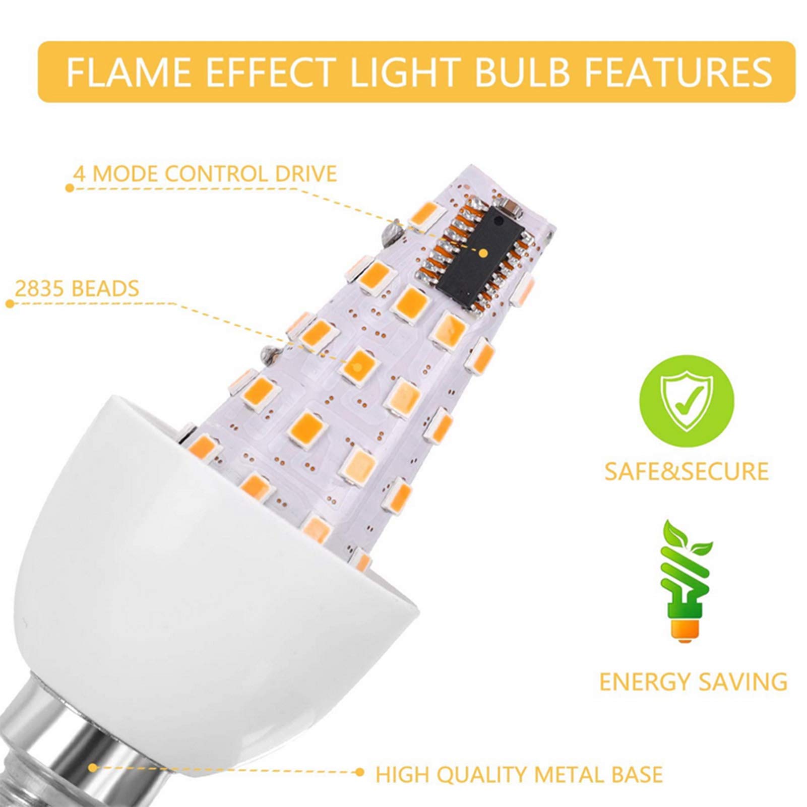 Generic 4 Lampadine a Fiamma LED con Effetto Capovolto, Lampadine a Candelabri Tremolanti a LED, Decorazioni Interni/Esterni/Hotel/Feste/Bar
