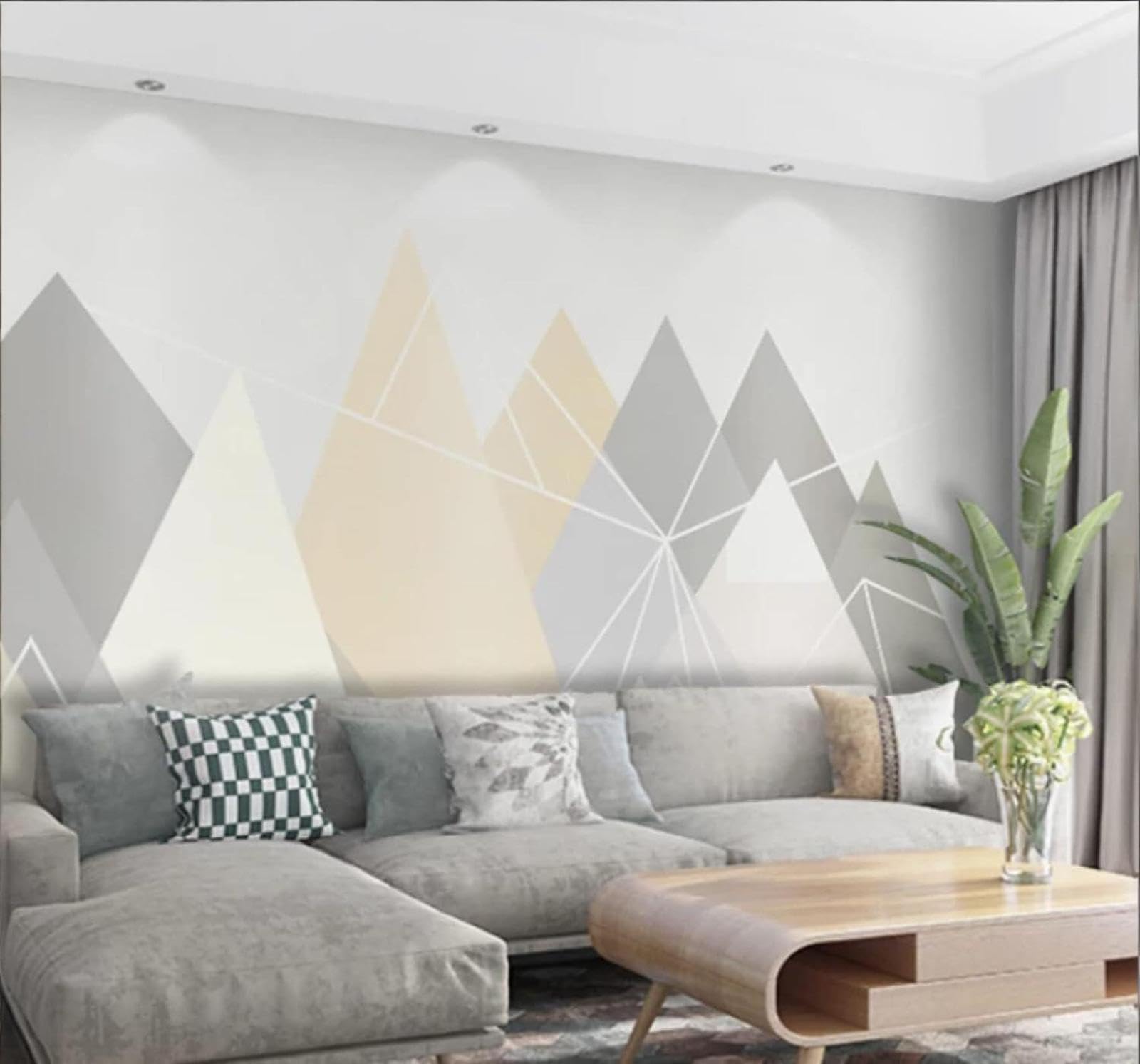 XLMING Minimalist Abstract Geometric Lines Mountain Peaks 3D Wallpaper Luxury Home Dining Decor Paste Sofa Living Room The Wall for Bedroom Mural-430cm×300cm