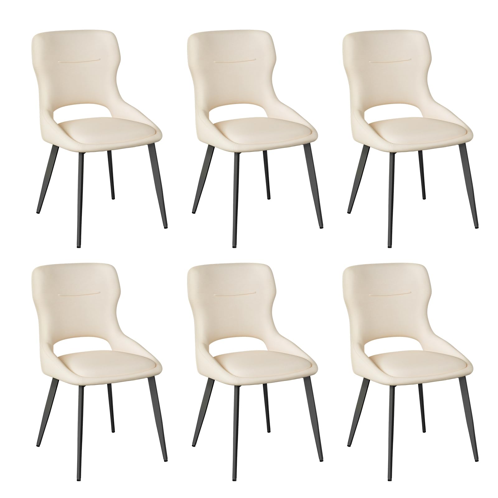 WOLTU Set di 6 Sedie Sala da Pranzo, Sedie Cucina senza Braccioli | Rivestimento in Ciniglia e Schienale Traforato, Gambe in Metallo, per Soggiorno, Camera da Letto, Beige