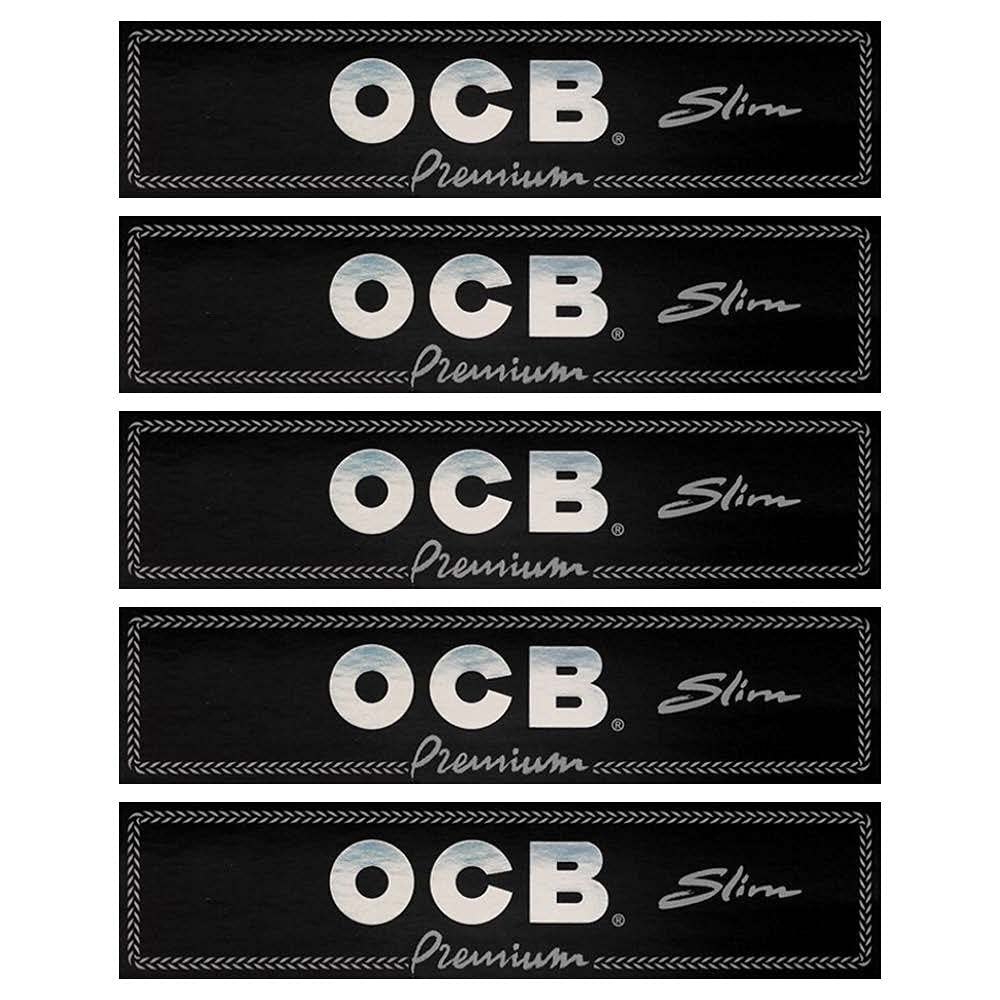 France Auth Seller RATTAN EXPO - OCB PREMIUM SLIM King size Rolling Papers Cigarette Papers Smoking Papers - Pack of 5 Booklets / 32 Papers each pack (Pack of 5)