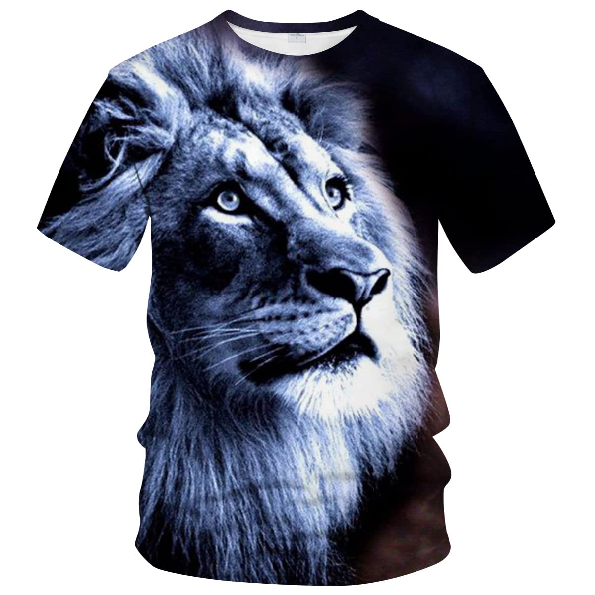 LiohansMens Domineering 3D Animal Lion T-Shirt Casual Short Sleeve Tee Shirt