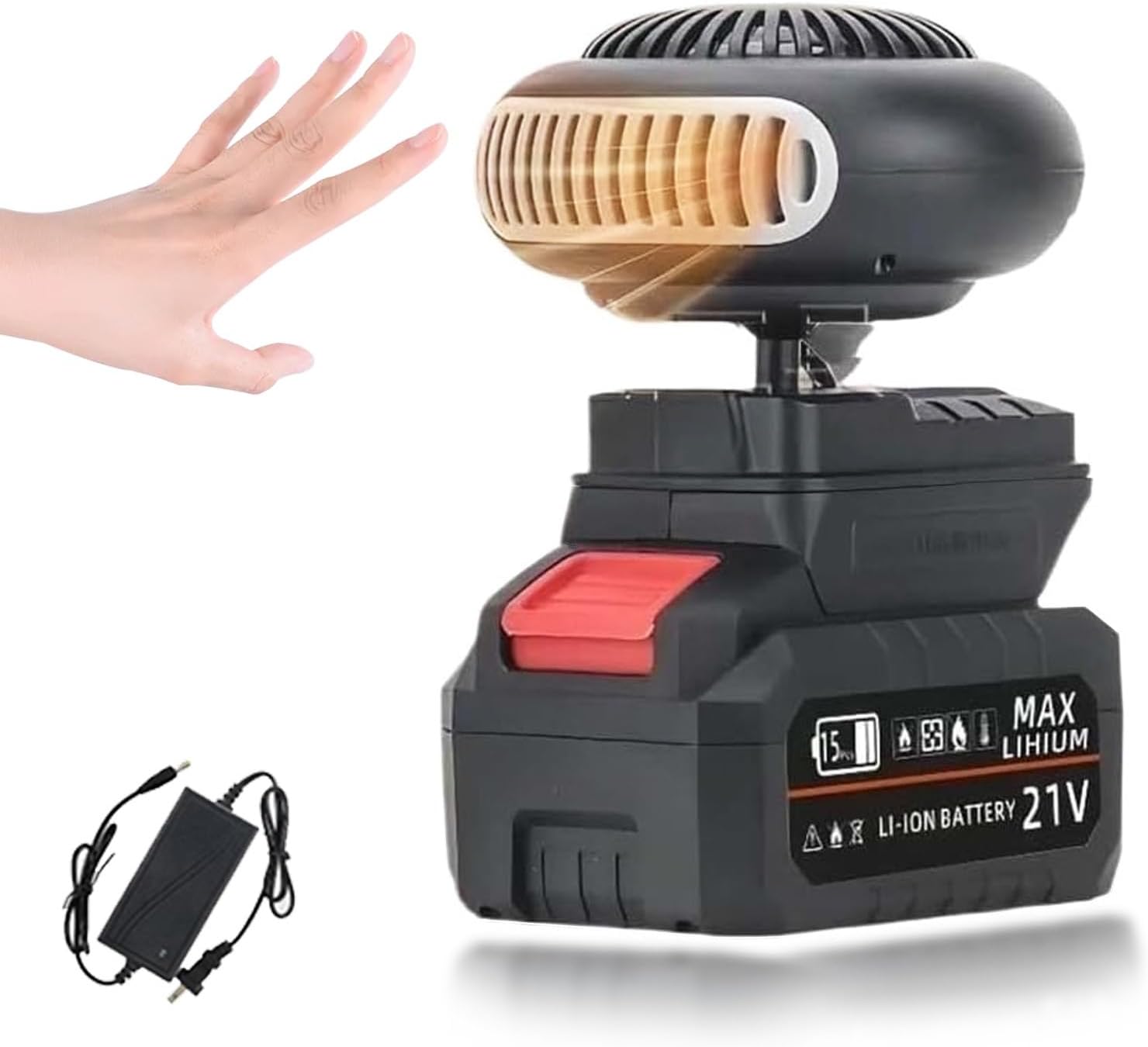 Battery Operated Heater, Portable Battery Powered Heaters with Anti-Tilt, Cordless Heater with USB and1500mah Batteries, Indoor Car Heating Equipment, for Camping, Cars, Office