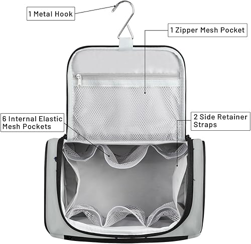 Miniatura 5 de Day Of The Dead Sugar Skulls - Neceser para mujer, organizador de maquillaje de viaje con gancho para colgar, bolsas de cosméticos de viaje para